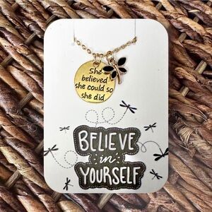 New Handmade Gold-Tone “She Believed She Could So She Did” Pendant Necklace